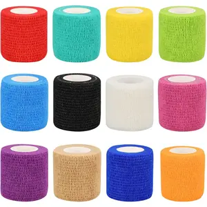 12/24/48pcs Self Adhesive Bandage Wraps, 1/2/3/4in 5 Yards, Multicolor/Skin Color, for Sports, Wrist, Ankle, Swelling and Vet Wrap