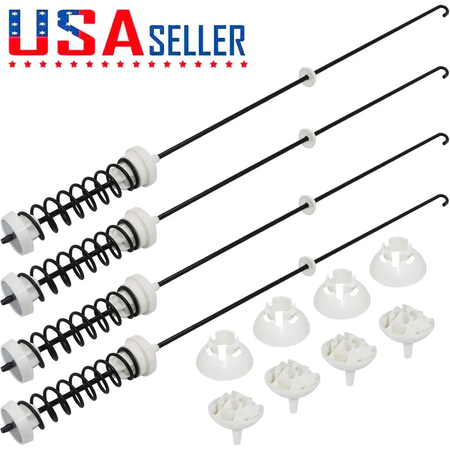 W10780048 Washer Suspension Rod Kit Compatible with Whirlpool & Kenmore Washing Machines, Washing Machine Suspension Rod Replacement Kit, 4-Piece Set
