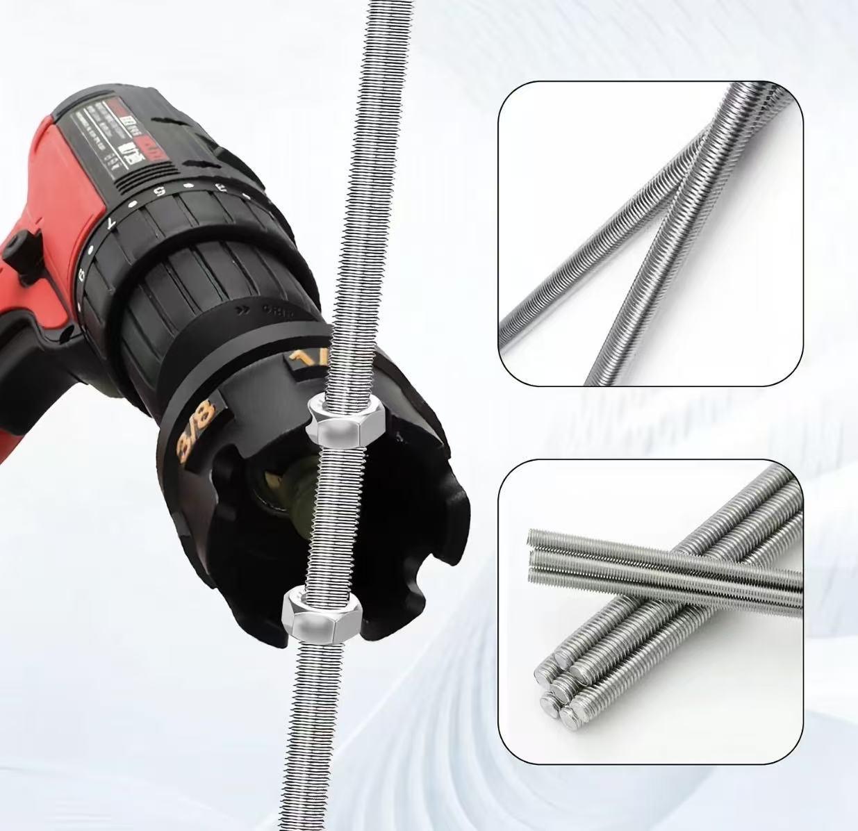 Aluminum Alloy Hex Shank Nut Removal Drill Attachment for Quick Disassembly of Nuts and Bolts 1/4'' 3/8'' 1/2'' Threaded Rods Tool for Pipe Racks and Mounting Brackets