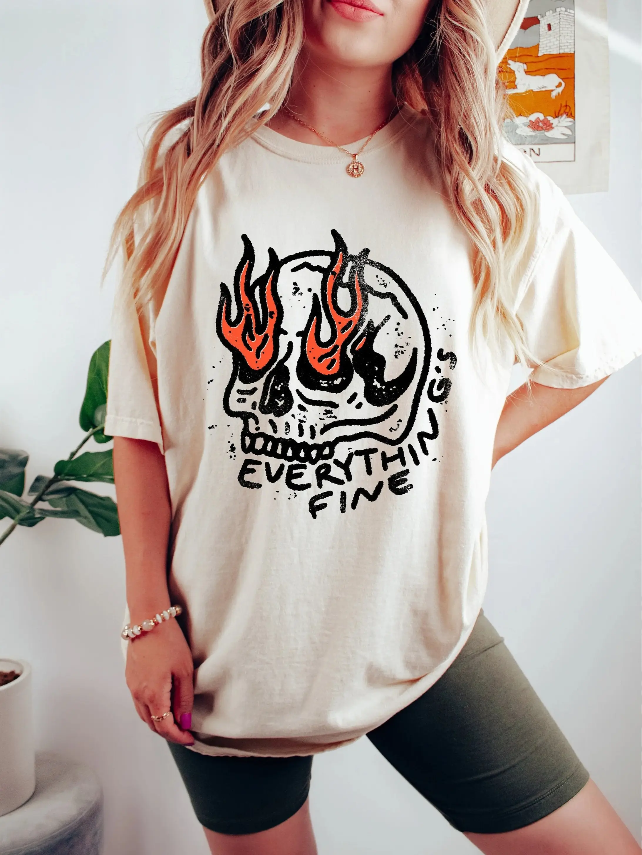 Personalized Everything Is Fine Skeleton Vintage T-shirt, Day Of The Dead Shirt, Funny Skeleton Shirt, Mental Health Shirt, Positive Vibes Shirt, Kindness Matters Shirt, Psychology Quotes Merch Shirt, Gift for Bestie, Gift for Him, Gift for Her IDYYW