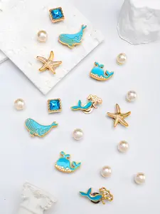 18 Piece DIY Ocean Style Shoe Charms, Footwear Ornaments, Footwear Embellishments, Includes Whale Mermaid Starfish, Detachable Decorative Buckles, Fits Hollow Sandals, All Seasons