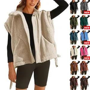 Wool vest, casual and comfortable sleeveless button down jacket, Sherpa jacket, jacket with pockets