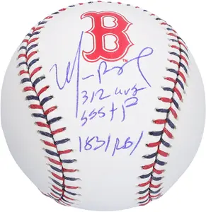 Manny Ramirez Boston Red Sox Autographed Team Color Laces Baseball with Multiple Inscriptions - Limited Edition of 10 - Fanatics Authentic Certified