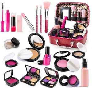 Simulated Makeup Kit for Girls, Pretend Play Makeup Set with Cosmetic Bag for Kids Ages 3+