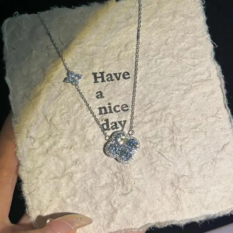 S925 Sterling Silver Clover Necklace - Dainty, Diamond - Adorned, Trendy & Perfect Gift