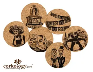 Corkology  Day Of The Dead Cork Coaster Sets