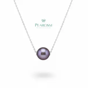 【Live】PEARLISM Lulutong Necklace Freshwater Edison Pearl Necklace jewelry.Round shape.White and purplr.High-end and elegant style.Perfect for everyday wear,weddings,parties.Thanksgiving and Christmas gift for her(10-11mm) (Free S925 Chain)-AFEP001