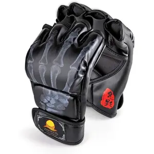 MMA Gloves, Half-Finger Boxing Fight Gloves MMA Mitts with Adjustable Wrist Band for Sanda Sparring Punching Bag Training (One Size Fits Most)