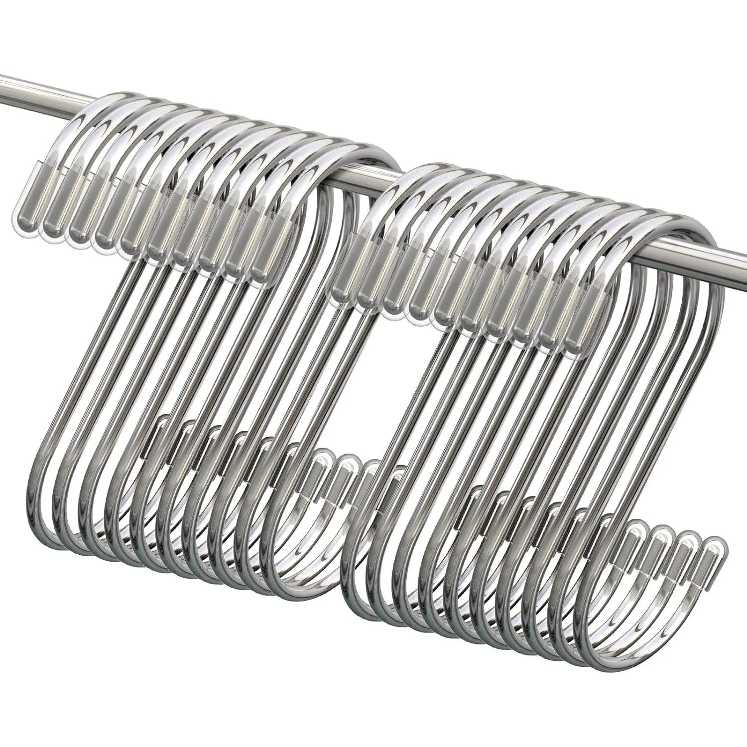 20 Pack S Hooks for Hanging, 3.4 Inch Metal S Shaped Hook Heavy Duty Hanging Hooks for Pots, Pans, , Bags, Cups, Clothes ()