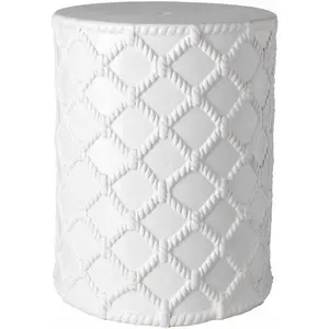 Balagui White Rope Pattern Ceramic Stool
