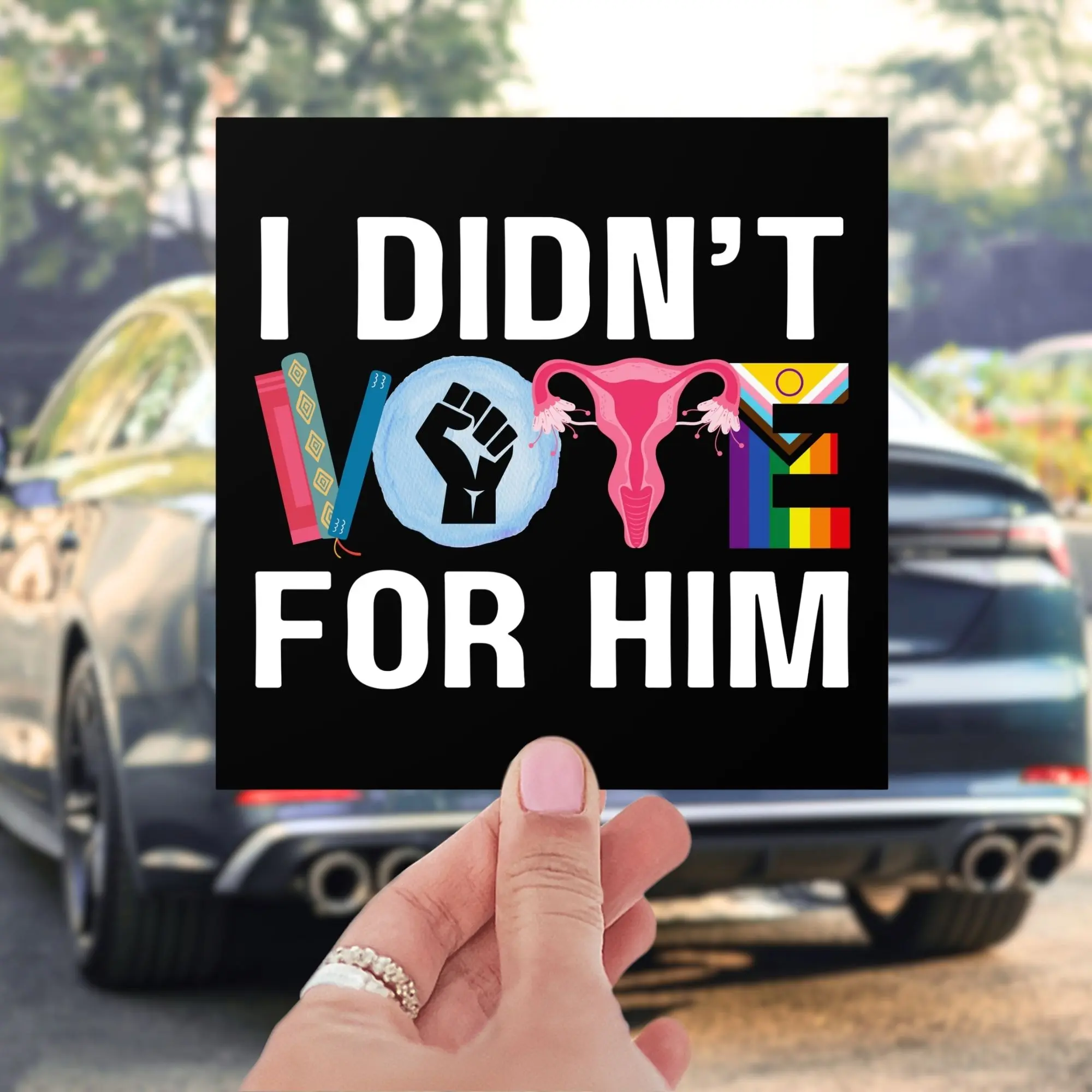 Car Magnet or Bumper Sticker - I Didn't Vote For Him, Human Rights, Read Banned Books, Diversity, Women's Rights, LGBT Pride