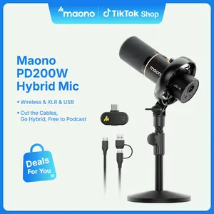 Maono PD200W Hybrid Wireless USB Streaming Mic - USB-XLR Connectivity, Cable, Adapter, Receiver, Noise Cancelling Audio for PC, Laptop, Smartphone, Camera - Ideal for Content Creators, Contentcreator,summerwins