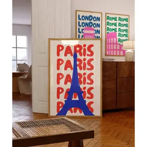 Paris print, Travel poster, Famous city poster, Famous places, Travel poster, Preppy, posters, Eclectic, Colorful poster