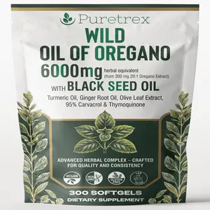 Wild Oil of Oregano 6000mg – 95% Carvacrol with Black Seed Oil & Turmeric | 300 Softgels