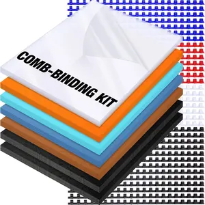 160 Pack 8.5x11 Inch Letter Size Binding Covers and Combs Kit Includes 60 12mil Leather Texture Covers 60 8mil Clear PET Presentation Covers 40 Binding Combs(Vivid Color)
