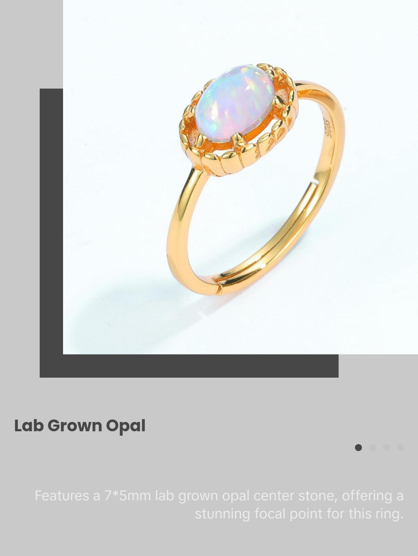 Opal Oval Cut Adjustable Ring