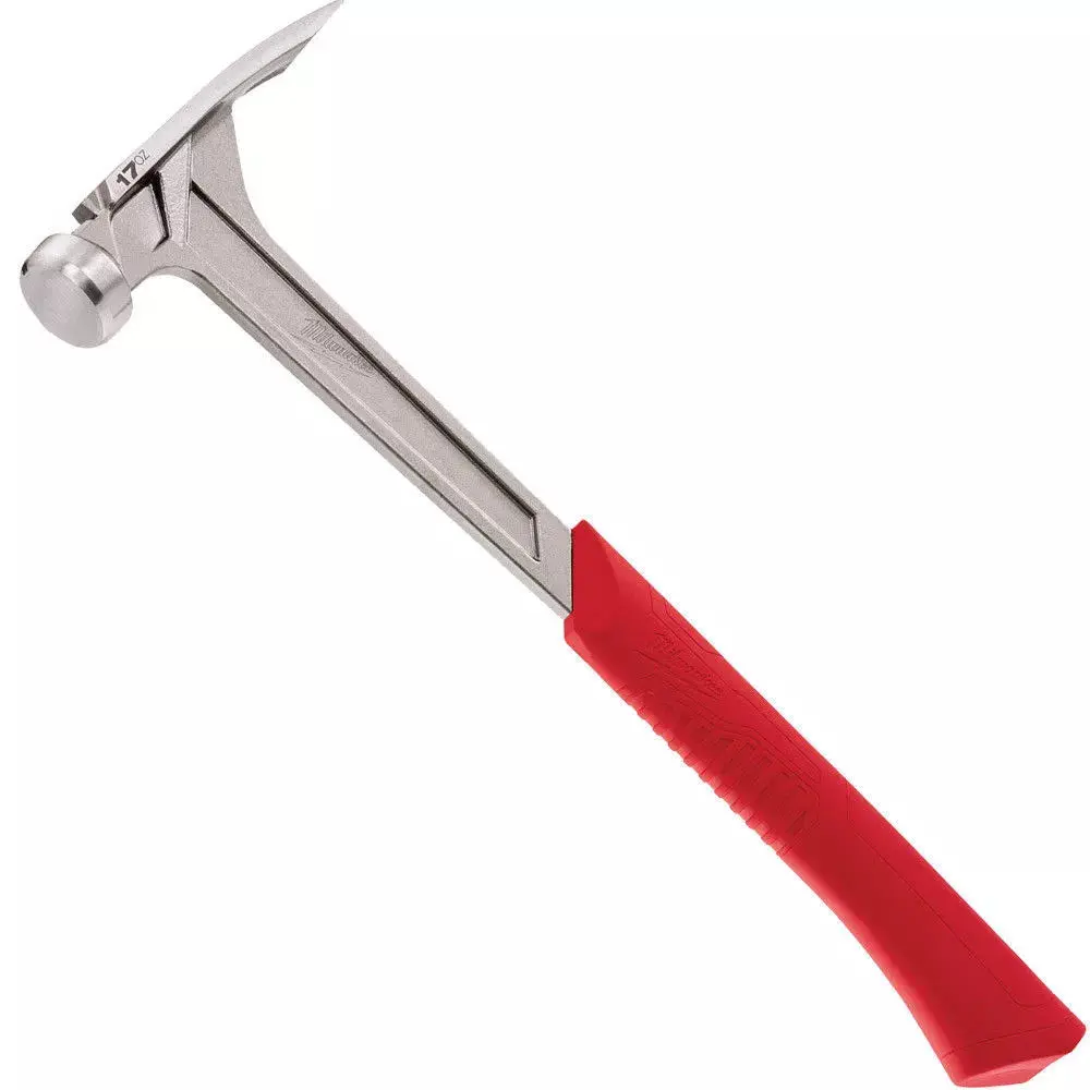 Milwaukee 48-22-9017 17oz Smooth Face Framing Claw Hammer, Anti-Ringing Claw, Steel Handle Hand Tool for Driving Nails, Hand Tools