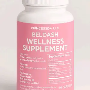 Princessda LLC Beldash Strawberry Flavor Wellness Supplement 60 Capsules Dietary Enhancements