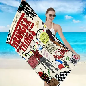Stranger Things Graffiti Theme Decorative Beach Towel, High-Weight Quick-Dry Polyester Fabric, Soft Touch, Absorbent, Anti-Wrinkle, Ideal Gift for Fans
