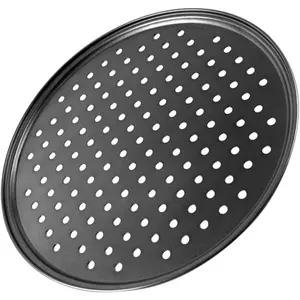 32cm Round Nonstick Baking Tray – Perforated Carbon Steel, for Home Oven Pizza Making and Baking