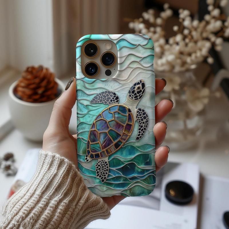 Stained Glass Sea Turtle Phone Case, Beach Coastal Design iPhone Galaxy ...