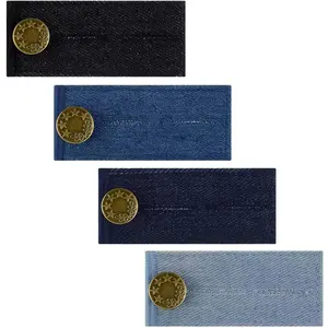 4- Adjustable Waistband Extender - Denim  Extenders for Pants, Jeans, Trousers, Skirt with Metal Button