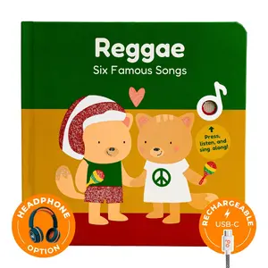 Cali's Books Reggae First Playlist: Press and Sing Along Musical Book for Babies - JR Ella's Covers of Bob Marley's Classics - 6 Songs, USB-C Charging Feature