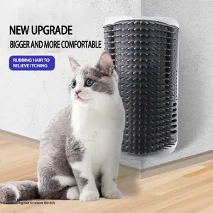 Cat Corner Self Groomer with Catnip, Wall-Mounted Grooming Brush for Dogs and Cats, Gentle Massage Self-Grooming Catnip Scratcher Brush