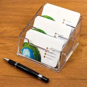 Acrylic Business Card Holder, 1 Count Transparent Business Card Holder, Desk Organizer for Home Office, Desk Accessories, Card Tray