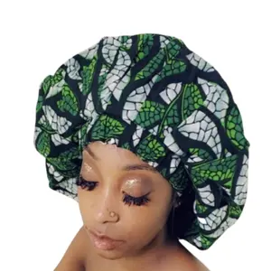 Rain Forest (Large), Satin lined hair bonnet for sleeping