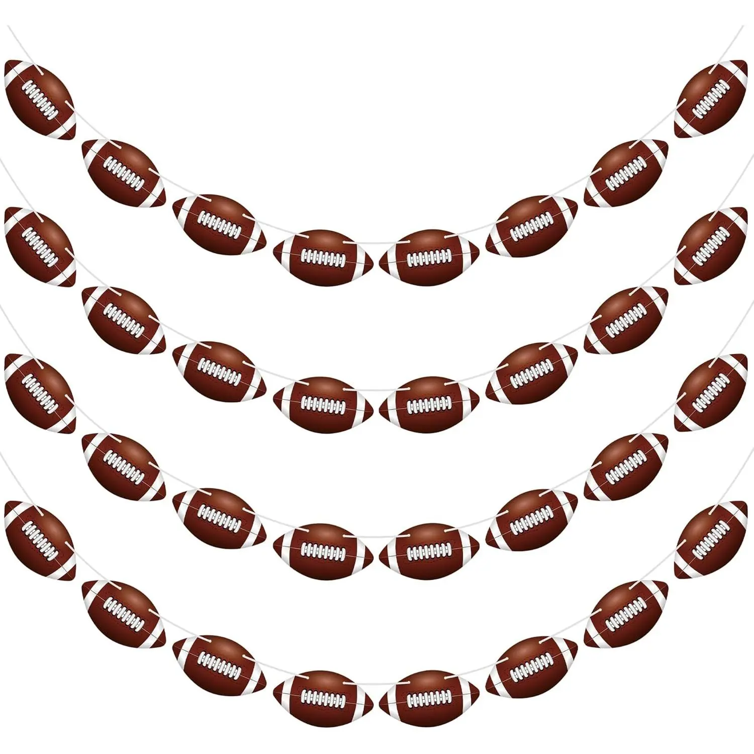 4 Pack Football Party Decorations, 32 PCS Football Cardboard Pre-Assemble Game Day Party Football Banner Garland for Bowl Game Day Sports Themed Party Supplies Birthday Cutouts Banner Decor