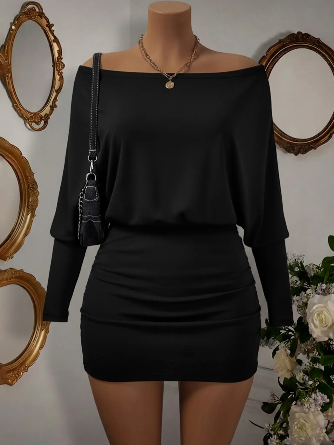 knee length dresses for ladies Forever Chic Long Sleeve Mesh Mini Dress