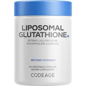 Codeage Liposomal Glutathione Supplement – Pure Setria Reduced L-Glutathione with Phospholipid Complex, Enhanced Liposomal Delivery, Vegan & Non-GMO, 60 Capsules