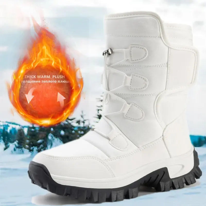Men's Unisex Snow Boots - Plush Fabric Lined Slip-On Ankle Booties, Lightweight Insulated Winter Footwear, EU 41=Men's 8/Women's 9.5 Outdoor Shoes