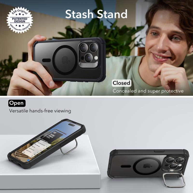 ESR Magnetic Phone Case for iPhone 16/15/14/13, Shockproof Full Body Case with Magnetic Design & Shock Armor Kickstand Accessory Protector