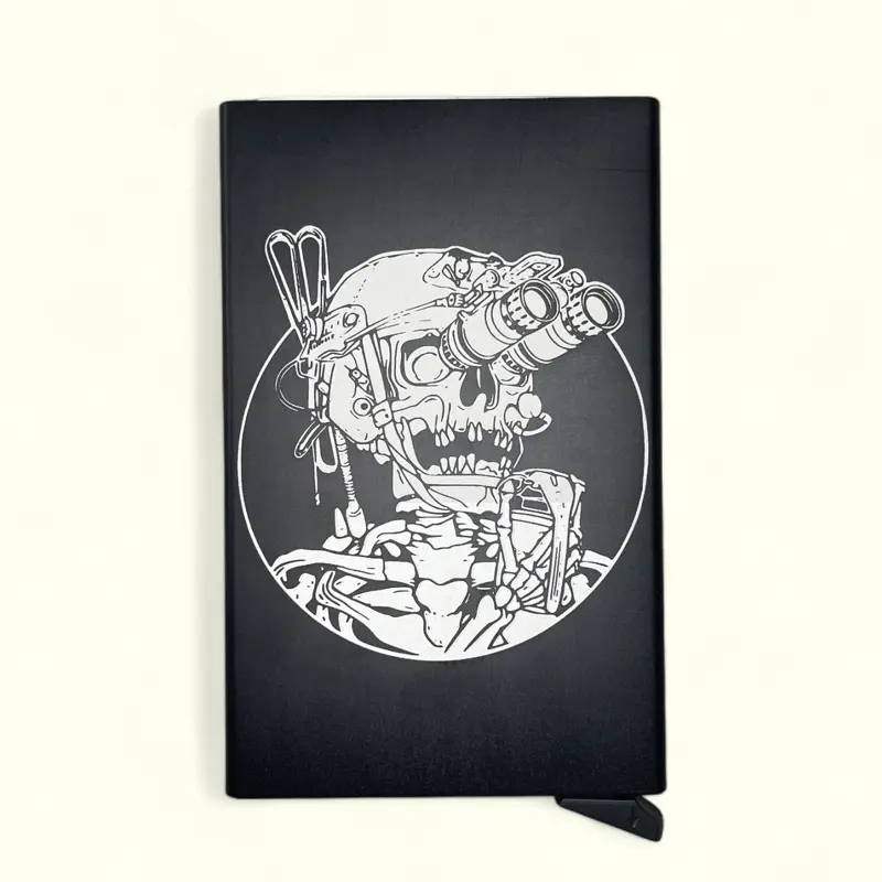 Laser Engraved Stealth Wallet - RFID Blocking Metal Pop-up Card Fanning Wallet for Men and Women, Durable Aircraft-Grade Aluminum