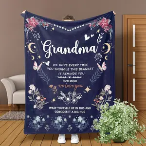 Soft Flannel Blanket for Grandmother, Perfect Birthday Gift, Cozy All-Season Throw, Ideal Grandparent Present, 1pc Printed Design