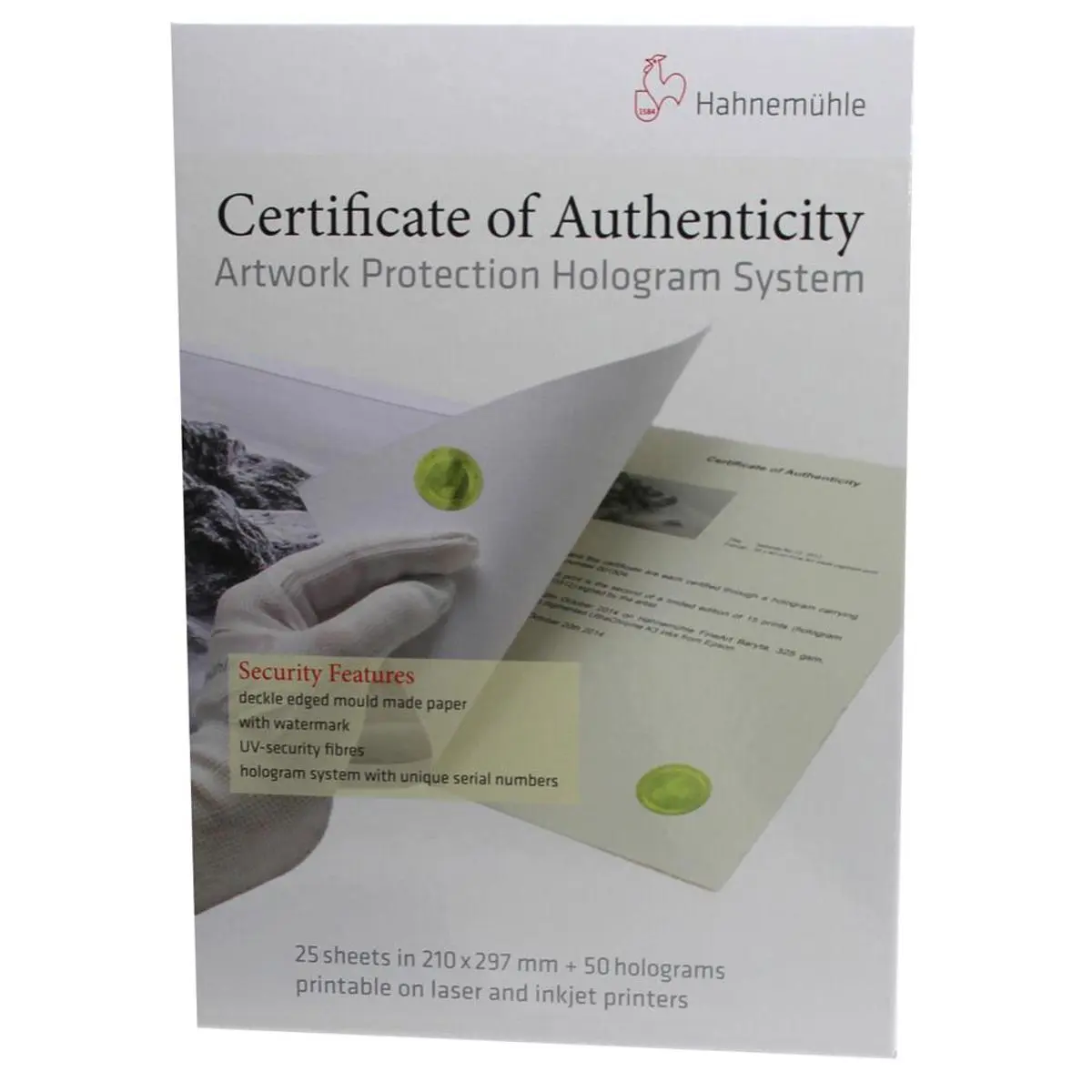 Hahnemuhle Certificate of Authenticity & Hologram System, 25 Certificates, 50 Holograms