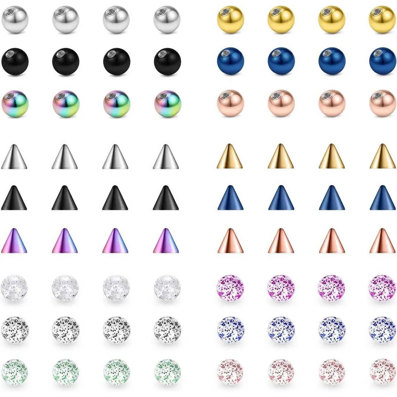 16G 3mm & 14G 5mm Replacement Piercing Balls, 16G 18G 2.5mm-8mm, Body Jewelry Barbell Parts