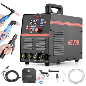 VEVOR 5-in-1 Plasma Cutter Welder Combo - CUT/TIG/Gas MIG/Flux MIG/MMA, 50A Non-Contact Plasma Cutting Machine 200A Synergic Welder, 110V/220V Aluminum Pulse Mig Welder Compatible with Spool Gun