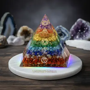 7 Chakra Orgone Pyramid — Sacred Geometry | EMF Protection | Complete Energy Balancing | All 7 Crystals | ILUVU