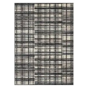 5 x 7 ft Polyester Green Brown Rectangular Living Room Bedroom Dining Room Geometric Checkered Modern Machine Washable Area Rug-A