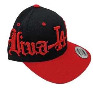 Customize Lettering Black/ Red , Yupoong Classics Flat Bill Snapback Hat - 6089M