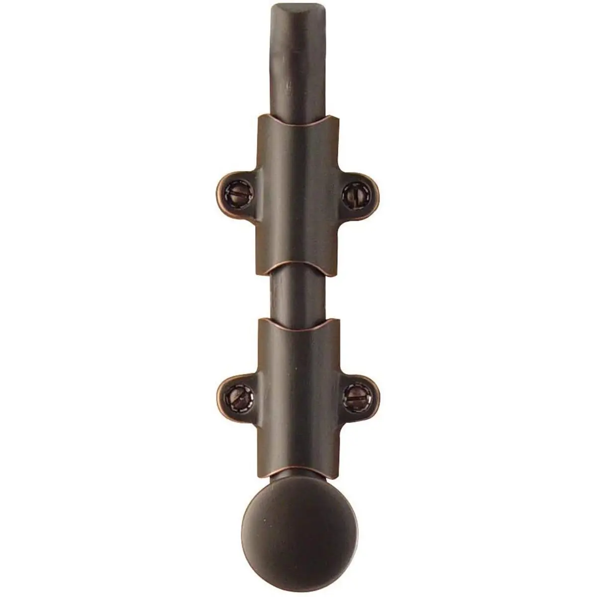 212 MAIN Emtek Forged Brass Door Hardware 8 in. Surface Bolt, Side Install, 3 Strikes, Oil Rubbed Bronze Finish, Included Mounting Screws, Door Security Lock