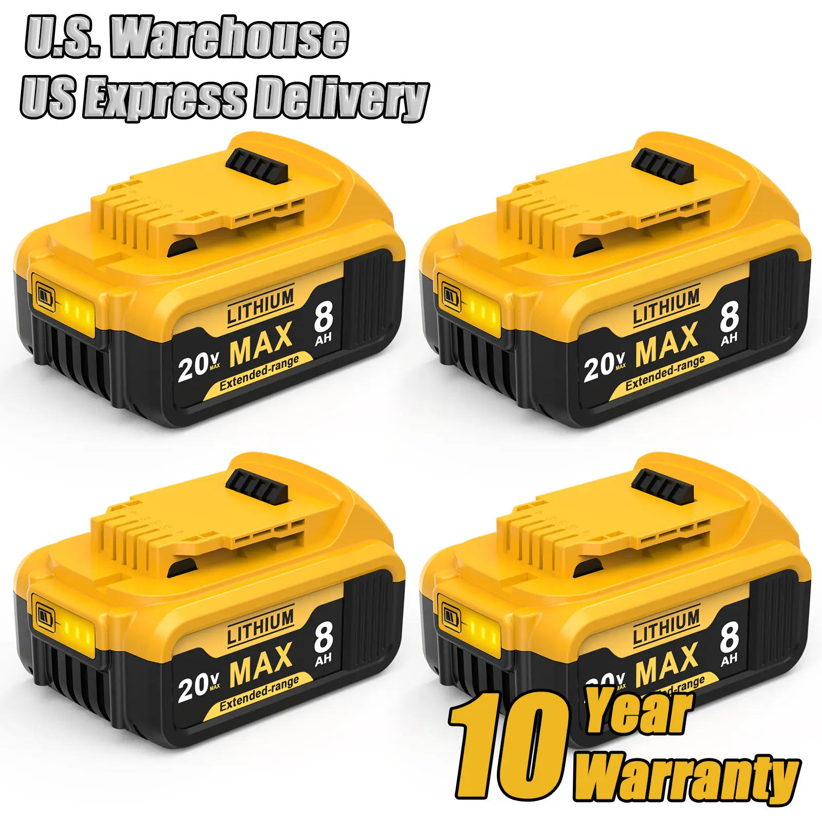 8000mAh Replacement for Dewalt 20V Battery Lithium-ion MAX DCB200 DCD/DCF/DCG/DCS Series Springtok