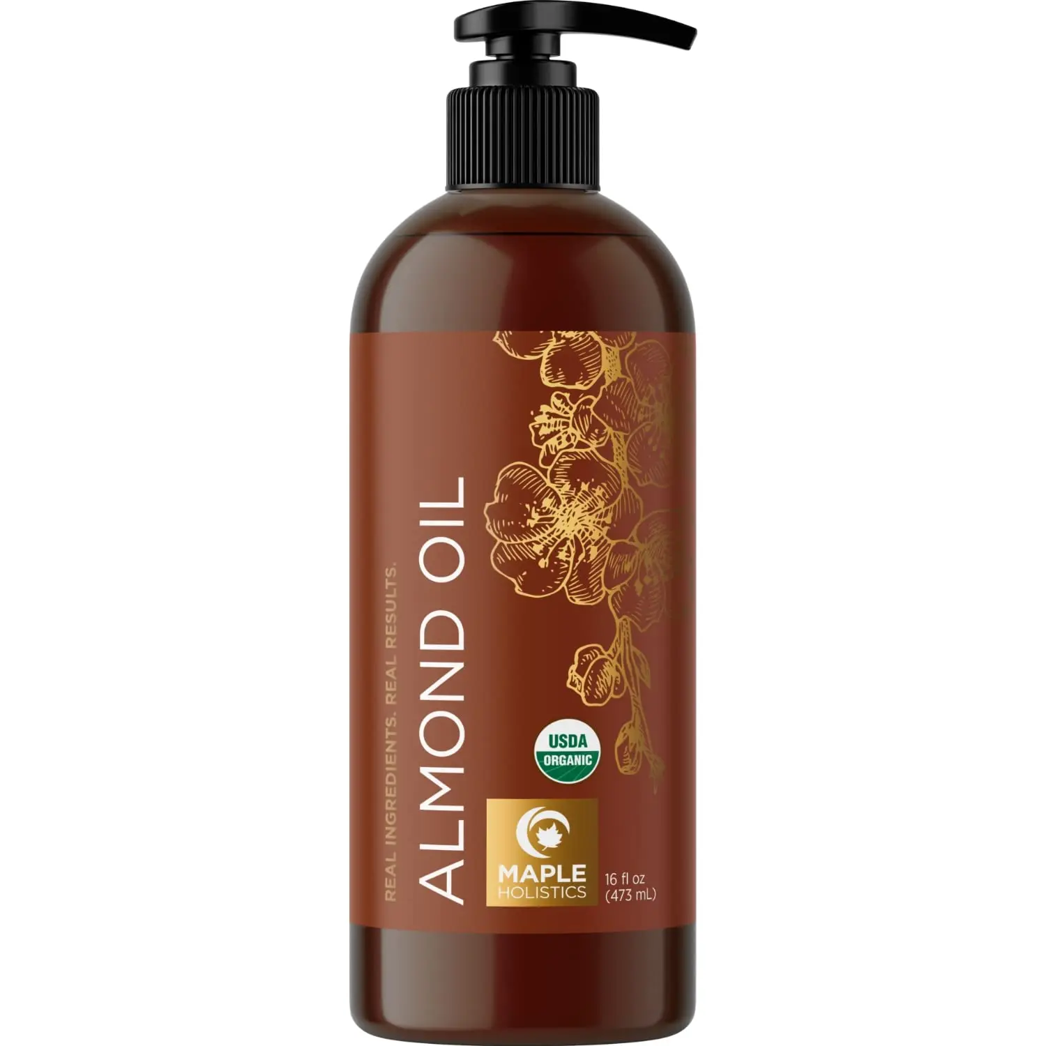 Maple Holistics USDA Organic Almond Oil for Hair, Skin, DIY and More Haircare Nourishing Moisturize Hydrating Repair Comfort Moisturizer Hydrate