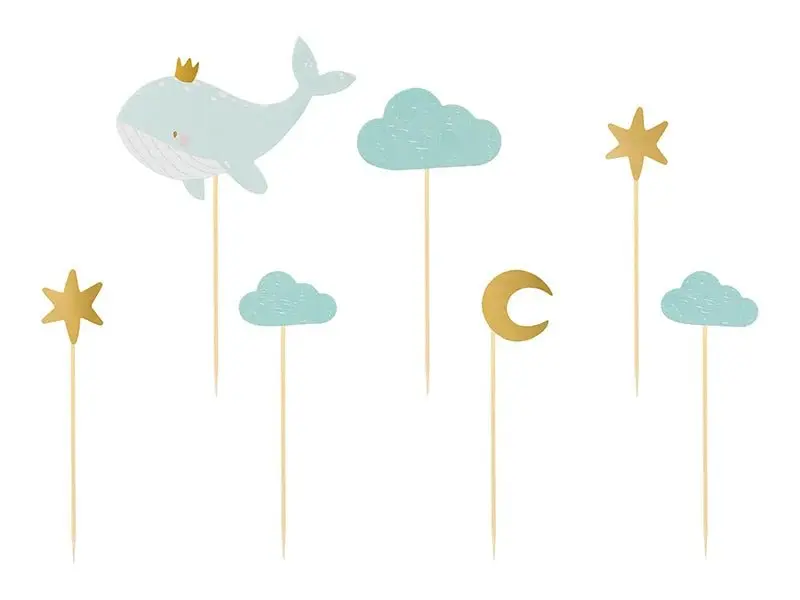 CUPCAKE TOPPERS WHALE (11/13.5CM - 1PKT/7PC)