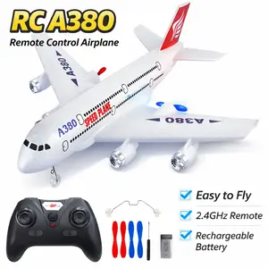 A380 2.4g Remote Control Foam Plane Epp Material Hand Throw Takeoff Lighting Model Easy for Beginners Electric Toy Batteries Included