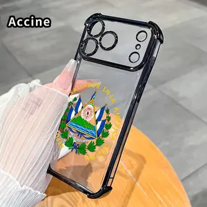 Phone Case for iPhone 17 Pro Max 16 15 Plus Air 14 13 12 11 E El Salvador Emblem Pattern Transparent Lens Protection Durable Soft Silicone Cover Gift