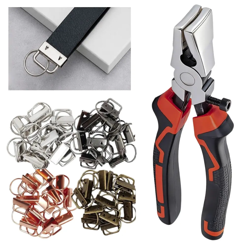 61 pcs Key Fob Hardware Set,1 Inch,with Pliers Tool,Lanyard Keychain Hardware, Glass Running Pliers with Jaws, Wristlet Clamp Hardware Supplies summerwins